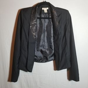 Arden B Black Sleek Blazer metal detailing